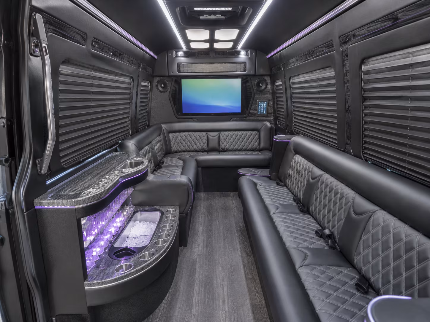 clifton 20 passenger party bus interior